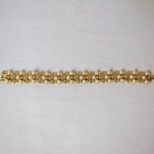Vintage D'Orlan Jewelry Faux Pearl and Gold Tone Fashion Bracelet